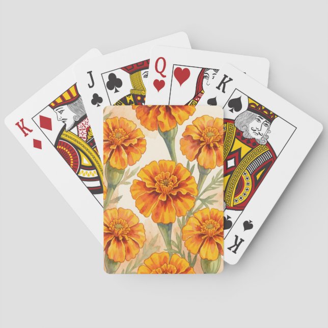 Baralho Padrão de flores de calêndula laranja (Verso)
