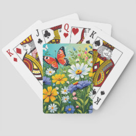 Baralho Padrão de Flores de Mola Vibrantes de Aquarela