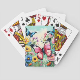Baralho Padrão de Flores de Mola Vibrantes de Aquarela