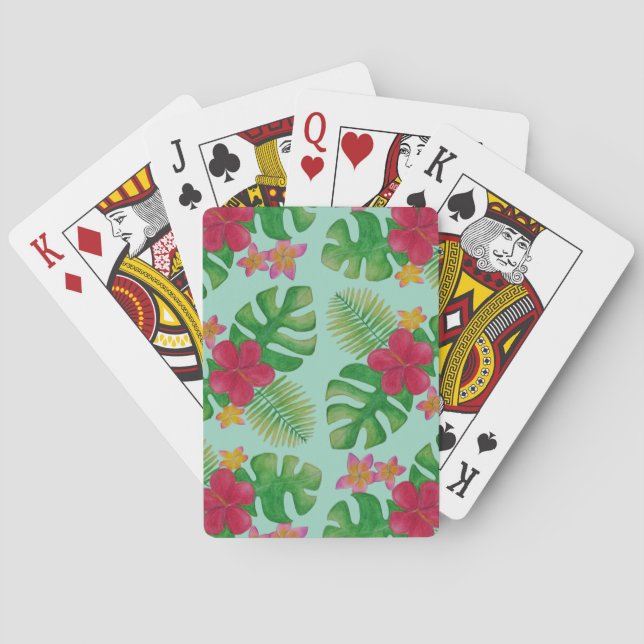Baralho Padrão de flores tropicais (Verso)
