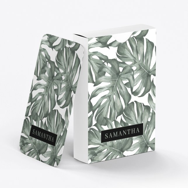 Baralho Padrão de Folhas de Oásis Moderna de Aquarela Trop (Criador carregado)