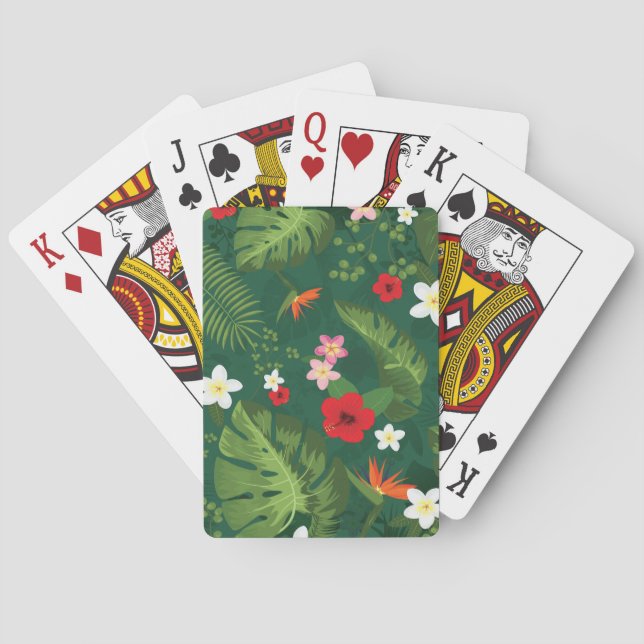 Baralho Padrão de Folhas Tropicais (Verso)