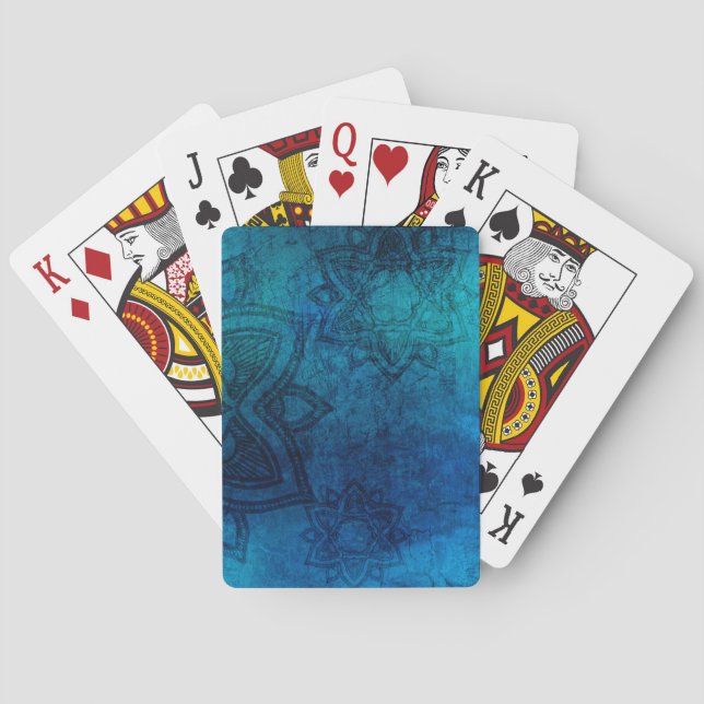 Baralho Padrão de Mandala Azul-Claro Distante (Verso)