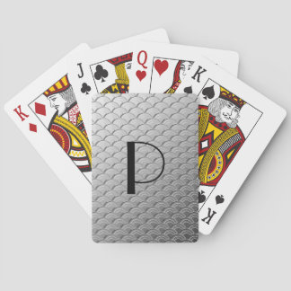 Baralho Padrão de onda Art Deco - prata metálica