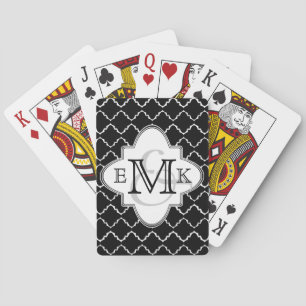 Baralho Padrão de Quatrefoil Elegante - Branco Preto