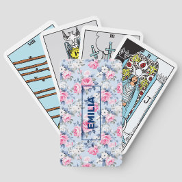 Baralho Padrão de Rosas Rosa do Pastel do chique