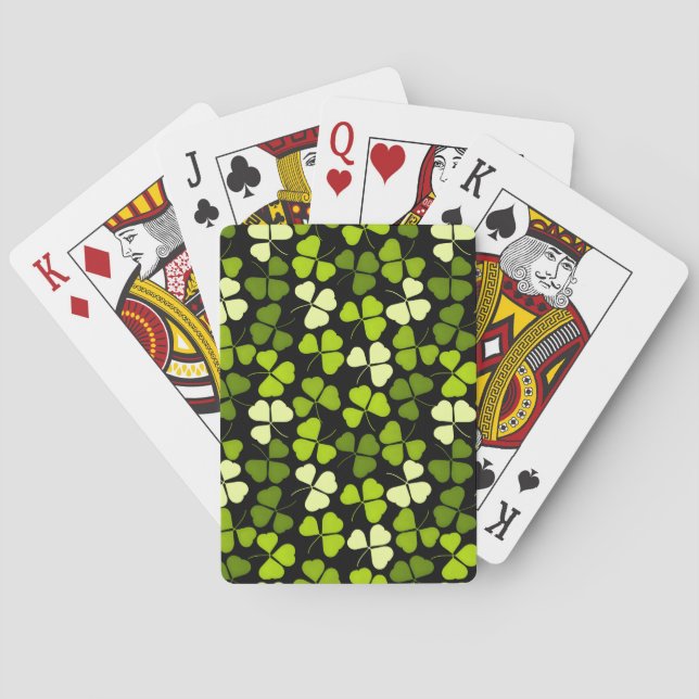 Baralho Padrão de Shamrock escuro verde e preto (Verso)