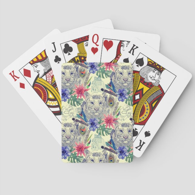 Baralho Padrão de Tigre de Estilo Indígena Vintage (Verso)