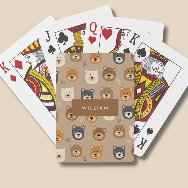 Baralho Padrão de urso kawaii para crianças (Bear Head personalized playing cards)