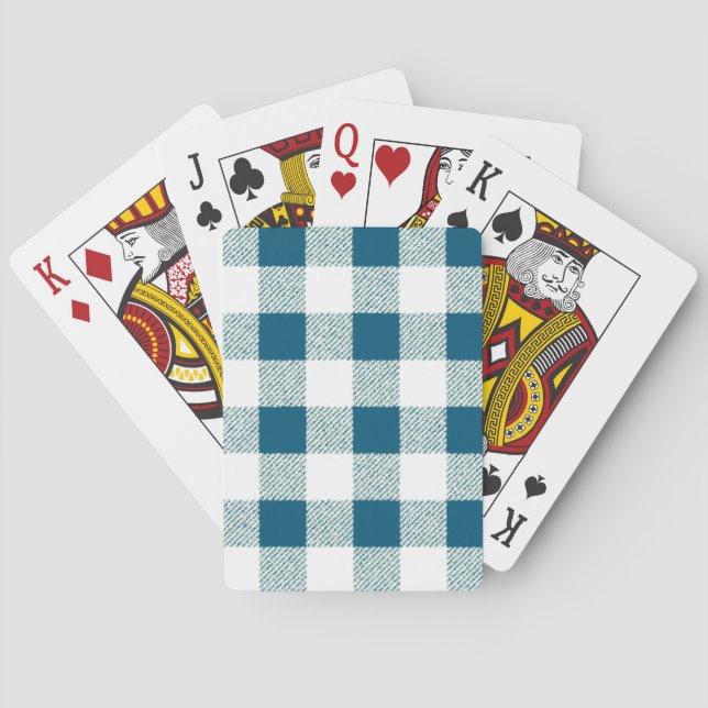 Baralho Padrão de Verificação de Gingham Verde Azul (Verso)