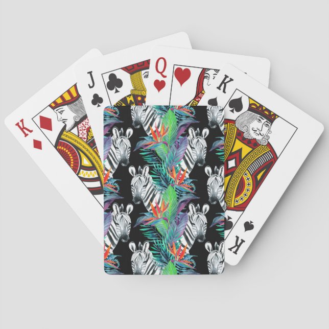 Baralho Padrão De Zebra E Flores Exóticas (Verso)