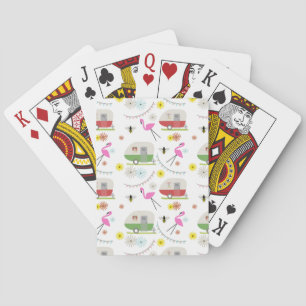 Baralho Padrão do Retro Trailer e Flamingos