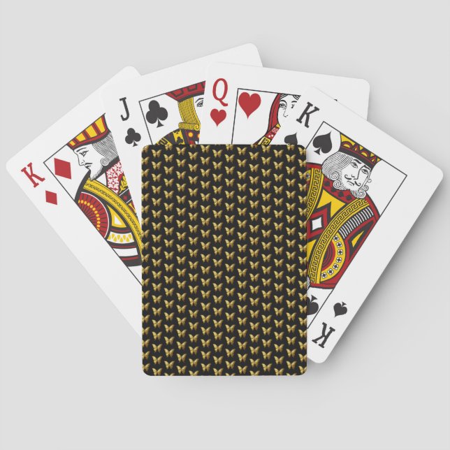 Baralho Padrão Dourado de borboleta elegante (Verso)