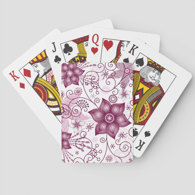 Baralho Padrão Espiral Floral Rosa e Branco (Verso)