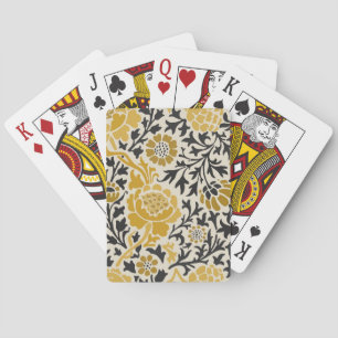Baralho Padrão floral amarelo e preto estilo retrô