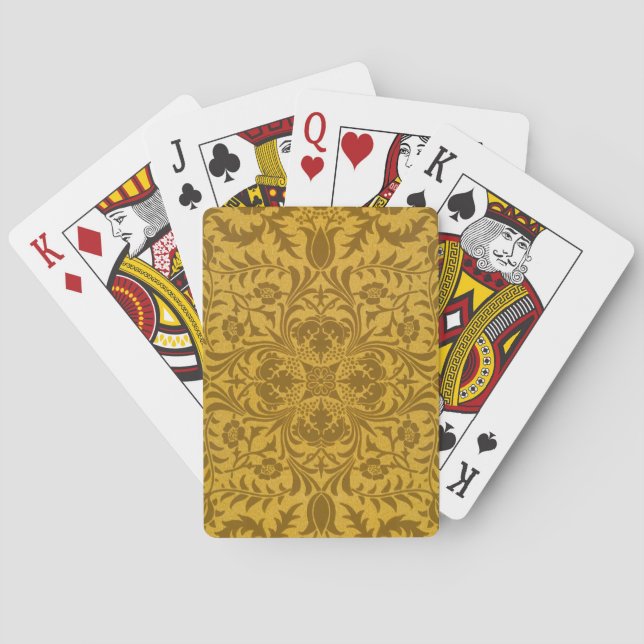 Baralho Padrão floral dourado ornamentado com simétrico (Verso)