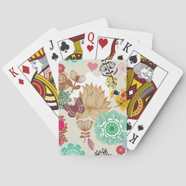Baralho Padrão floral no estilo retro (Verso)