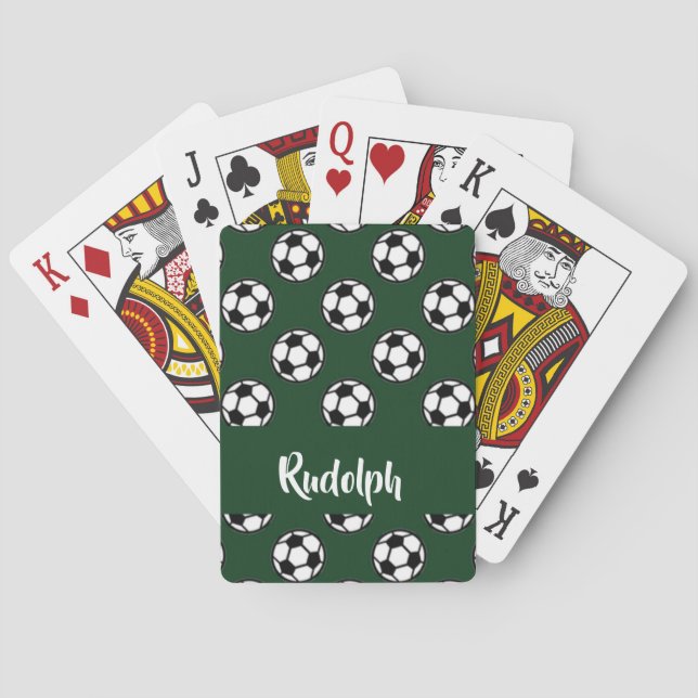 Baralho Padrão verde das bolas de futebol (Verso)