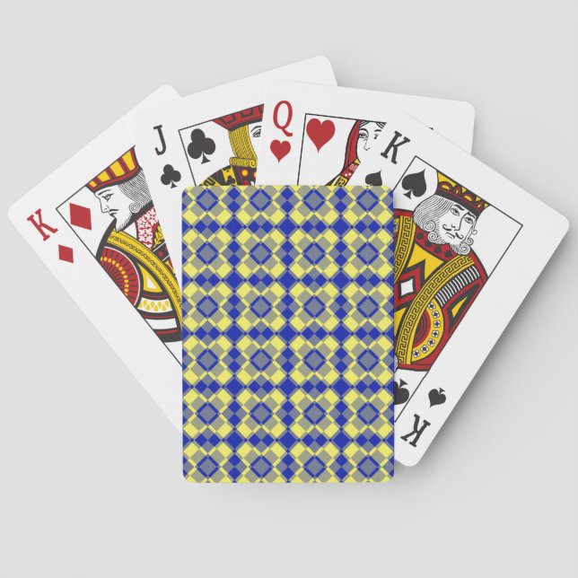 Baralho Padrão Xadrez Argyle Azul Amarelo (Verso)