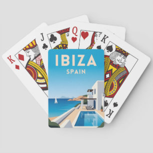 Baralho Paisagem à Beira-Mar de Ibiza Espanha Viagem Vinta