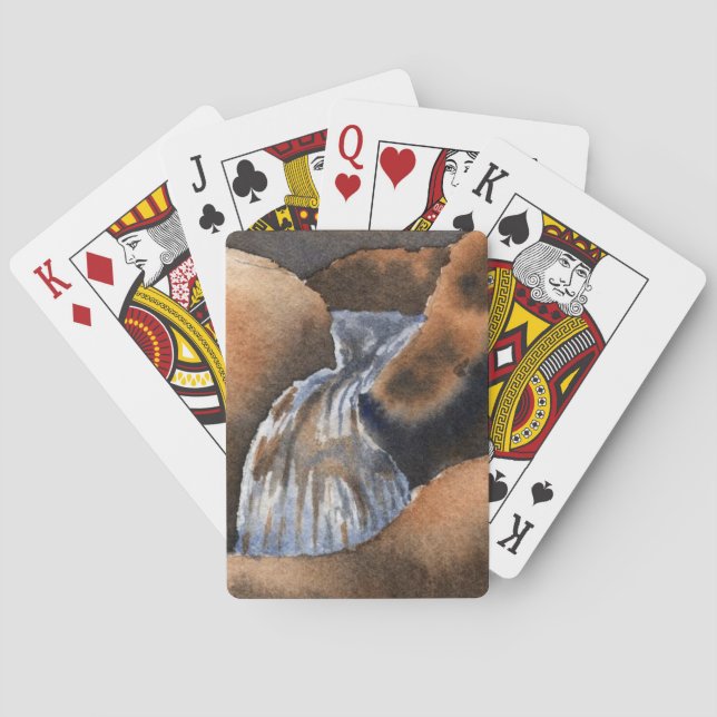 Baralho Paisagem de cascata de pequena montanha (Verso)