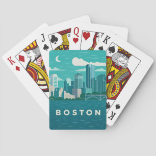 Baralho Paisagem Noturna da Cidade de Massachusetts Cida