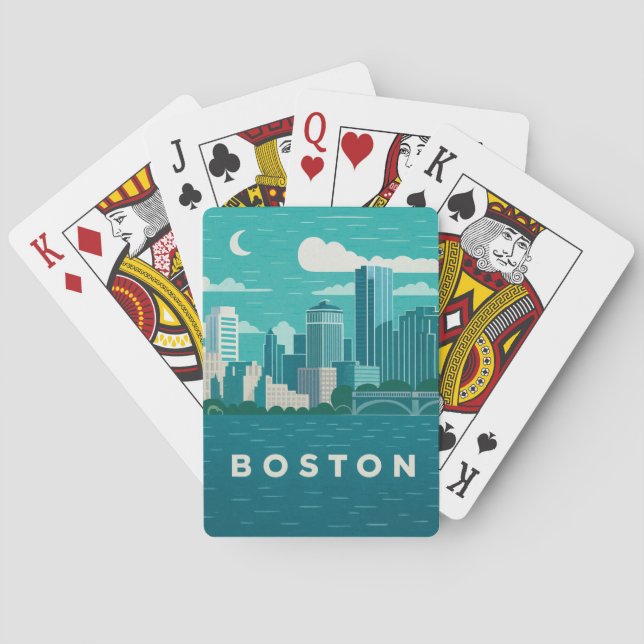 Baralho Paisagem Noturna da Cidade de Massachusetts | Cida (Verso)