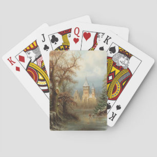 Baralho Paisagem Romântica de inverno com Patinadores de G