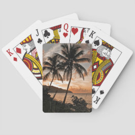 Baralho Palmeiras Tropicais Solares Silhouette Beach
