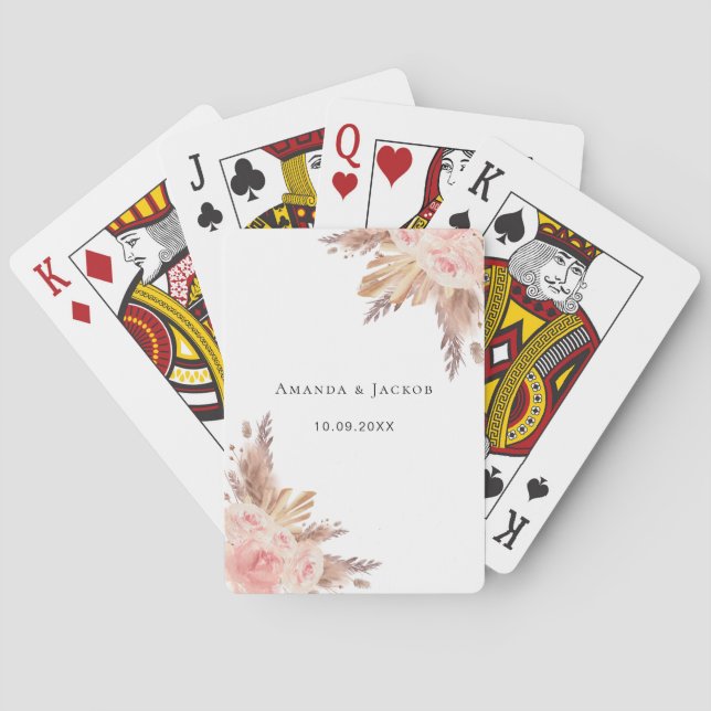 Baralho Pampas gramado boho rosa gold floral (Verso)