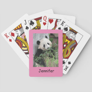 Baralho Panda Gigante Bonita, Fundo Rosa, Cartões De Brin