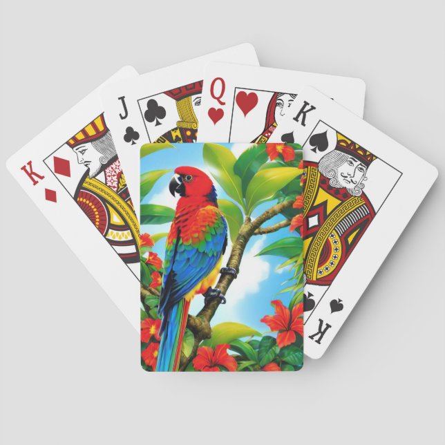 Baralho Papagaio tropical em árvore (Verso)