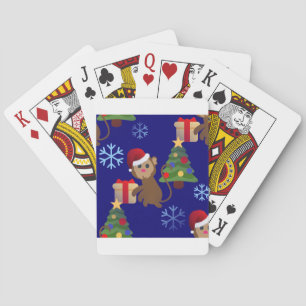 Baralho papai noel de natal, macaco emoji