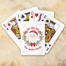 Baralho Papai Noel Natal Nome da Família Jogando Cartões