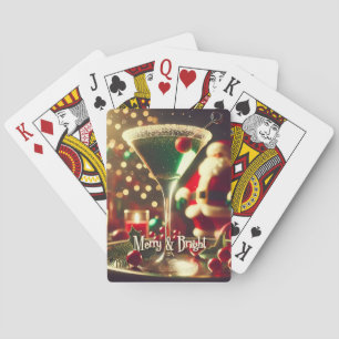 Baralho Papai Noel Retro dos Anos 50 Martini Verde de Nata