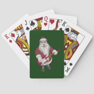 Baralho Papai Noel Rock Star Com Guitarra Elétrica Vermelh