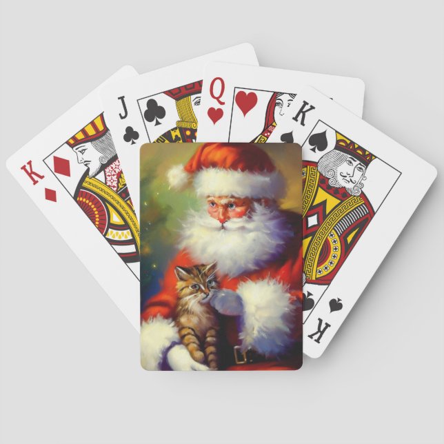 Baralho Papais noeis de Natal e um Gato (1) (Verso)