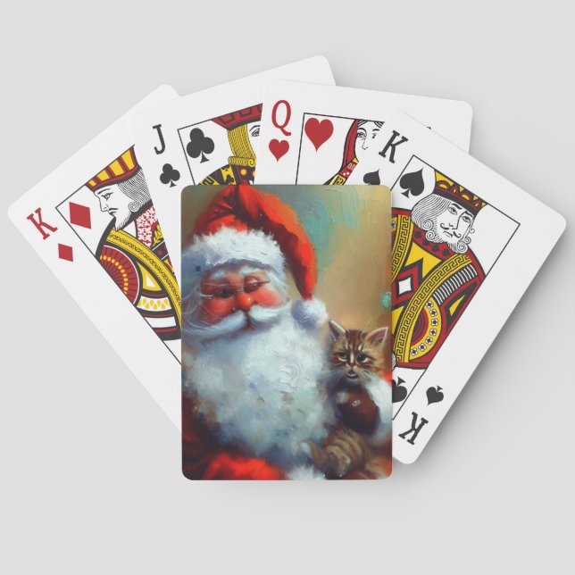 Baralho Papais noeis de Natal e um Gato (4) (Verso)