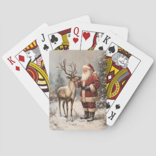 Baralho Papais noeis De Vintage Petting A Reindet Painting