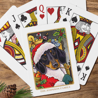 Baralho Papais noeis Divertidos Cão Cachshund Pipe Natal P
