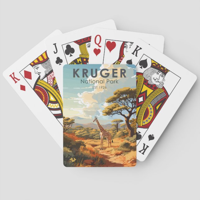 Baralho Parque Nacional Kruger África do Sul Giraffe Vinta (Verso)