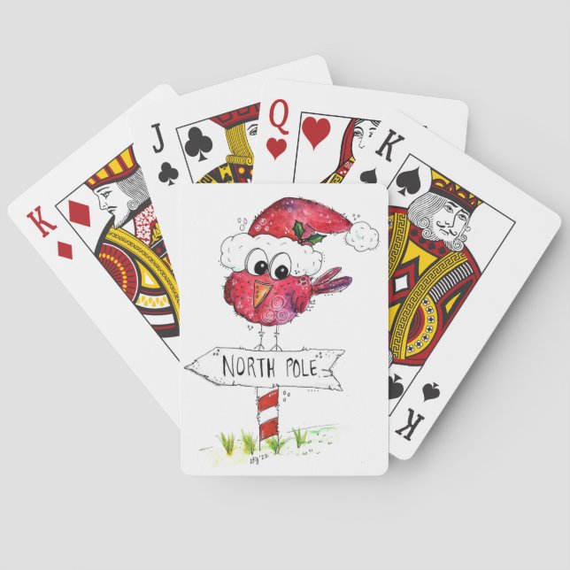 Baralho Pássaro de Natal Vermelho Whimsic (Verso)