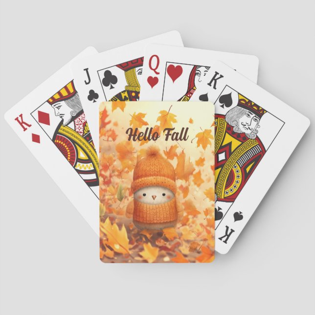 Baralho Pássaro de outono bonito vestido para outono (Verso)