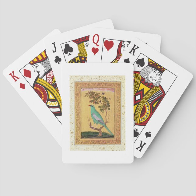 Baralho Pássaro verde, Mughal (gouache no papel) (Verso)