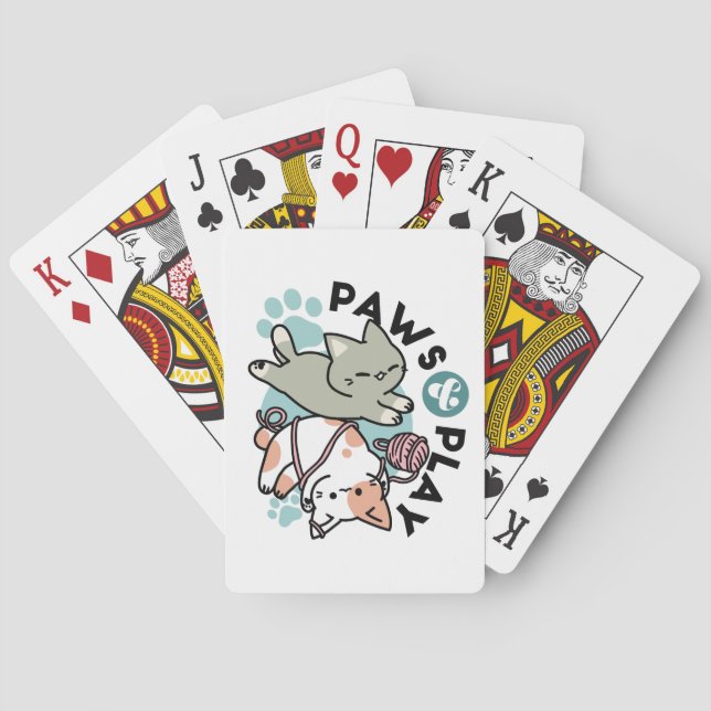 Baralho Patas e Brincadeira – Ilustração de Gato Adorável (Verso)