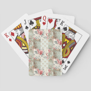 Baralho Patchwork do Pastel Green Florals do Chique Vintag