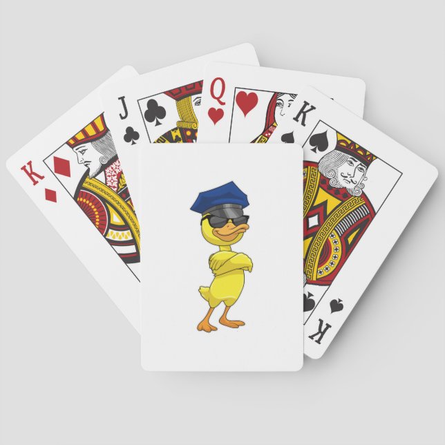 Baralho Pato como agente da polícia com boné da polícia (Verso)