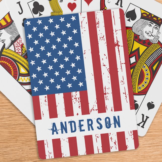 Baralho Patriótico de Nome Personalizado de Bandeira Ameri (Criador carregado)