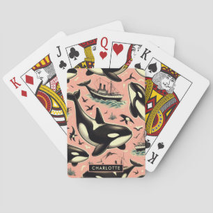 Baralho Patterno de Orca de Vintage Cute