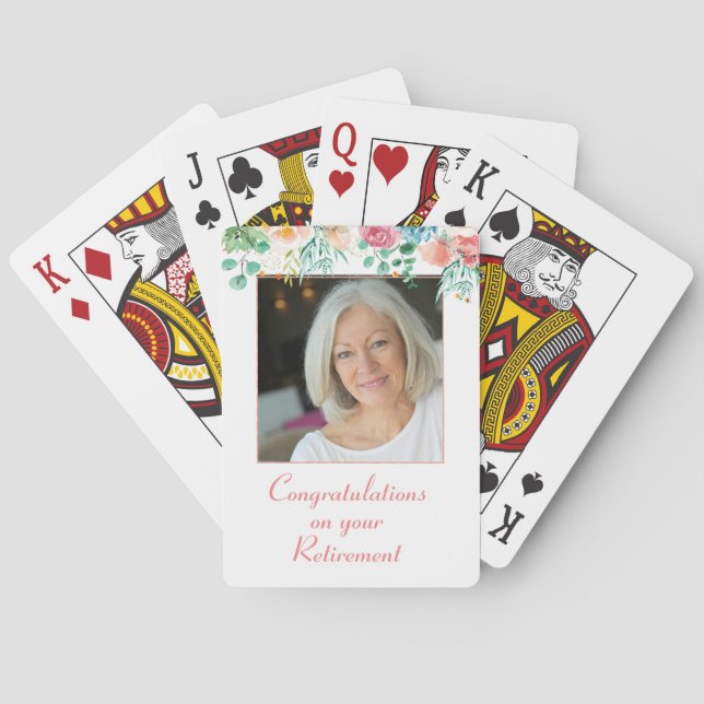 Baralho Peach e Green Floral Photo Retirement Tocando Ca (Verso)